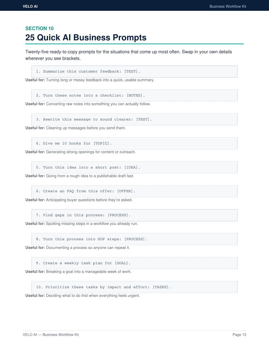 AI Workflow Templates: Velo AI Business Workflow Kit preview 3