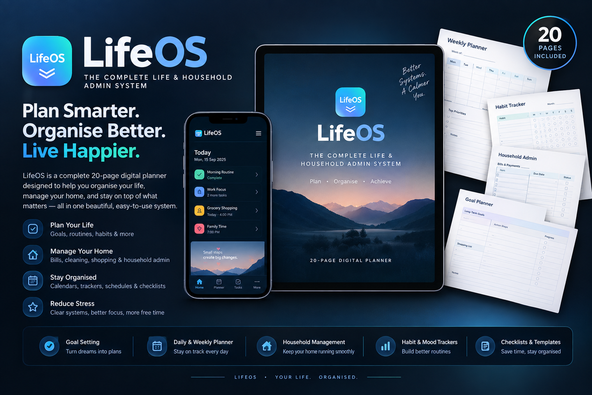 LifeOS complete life and household admin system digital planner