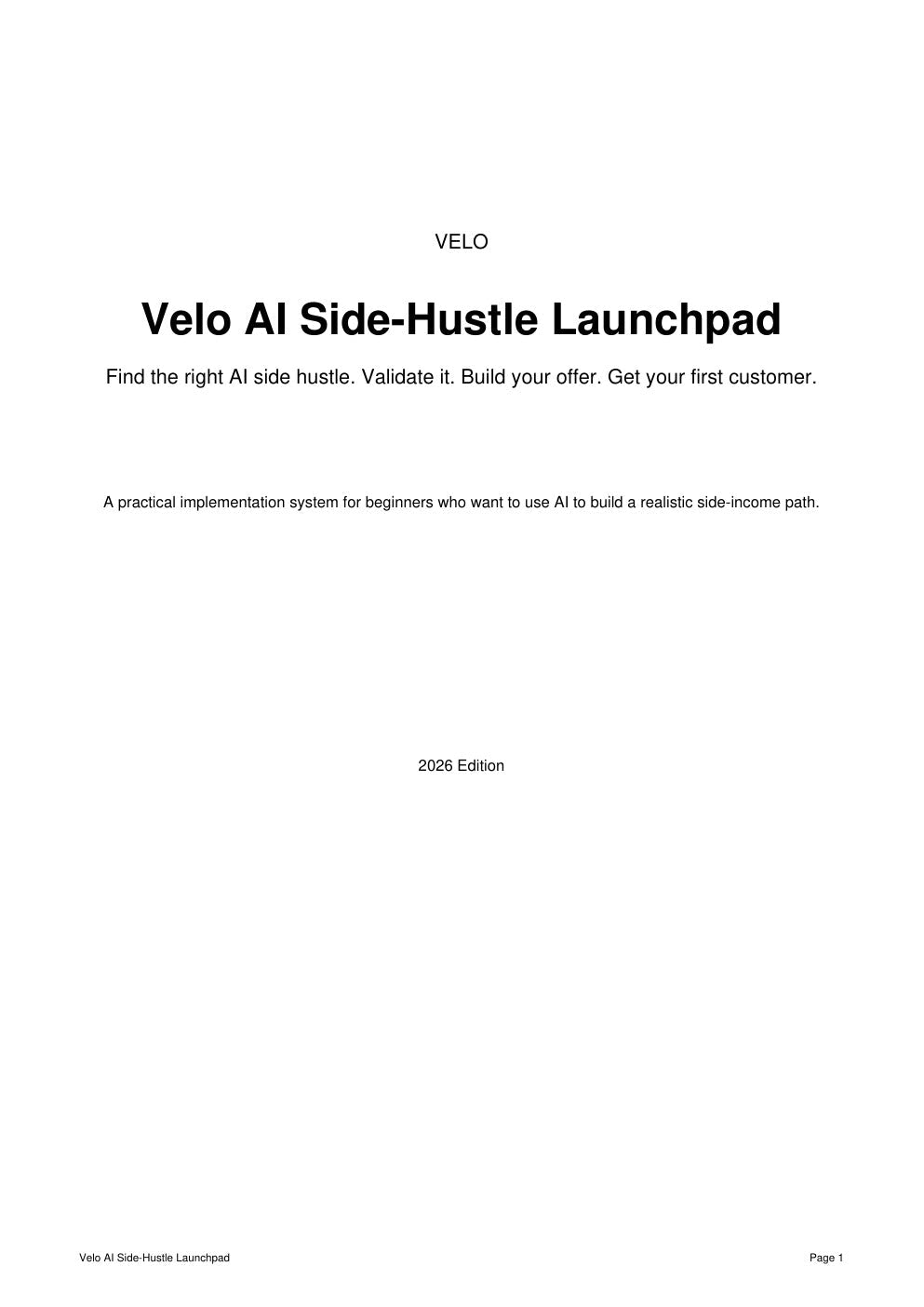 AI Side Hustle Guide: The Velo AI Side-Hustle Launchpad preview 1